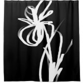 オーキッドノワール：抽象芸術ブラック&ホワイト シャワーカーテン (正面)