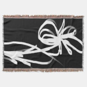 オーキッドノワール：抽象芸術ブラック&ホワイト スローブランケット (正面)