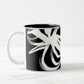 オーキッドノワール：抽象芸術ブラック&ホワイト ツートーンマグカップ (左)