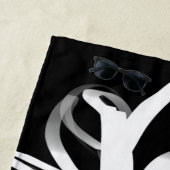 オーキッドノワール：抽象芸術ブラック&ホワイト ビーチタオル (インサイチュ)