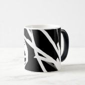 オーキッドノワール:抽象芸術ブラック&ホワイト モーフィングマグカップ (正面右)