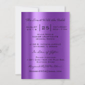 オーキッドパープルグリッター ブライダルシャワー スイート16 招待状 (裏面)
