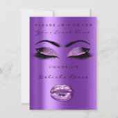 オーキッドパープルグリッター ブライダルシャワー スイート16 招待状 (正面)