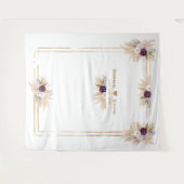 オーキッドパープルフローラパンパスグラスフォト結婚ズ タペストリー (正面(横))