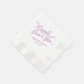 オーキッドパープルホワイトの後ずっと幸せ結婚に 縁ありカクテルナプキン (角)