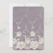 オーキッドパープルホワイトレースフローラブライダルシャワー 招待状 (裏面)