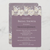 オーキッドパープルホワイトレースフローラブライダルシャワー 招待状 (正面/裏面)