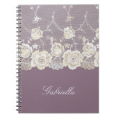オーキッドパープルホワイトレースフローラ ノートブック (正面)