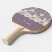 オーキッドパープルホワイトレースフローラ 卓球ラケット (正面アングル)