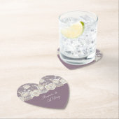 オーキッドパープルホワイトレース結婚フローラ ペーパーコースター (インサイチュ)