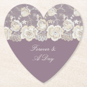 オーキッドパープルホワイトレース結婚フローラ ペーパーコースター (正面)