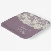 オーキッドパープルホワイトレース結婚フローラ ペーパープレート (傾斜あり)