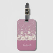 オーキッドピンクホワイトレースフローラ ラゲッジタグ (正面縦)