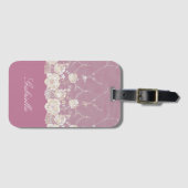 オーキッドピンクホワイトレースフローラ ラゲッジタグ (正面横)