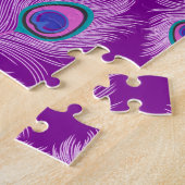 オーキッドピーコックフェザーズオンアメジストパープル ジグソーパズル (側面)