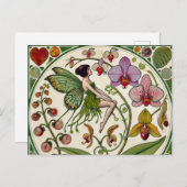 オーキッドフェアリーフラワーイラストレーション ポストカード (正面/裏面)