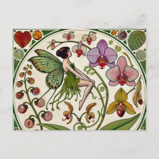 オーキッドフェアリーフラワーイラストレーション ポストカード (正面)