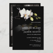 オーキッドフォトオンブラック結婚式招待状 招待状 (正面/裏面)