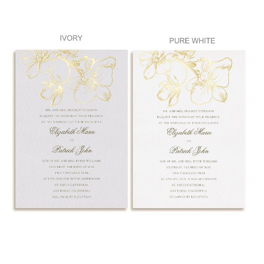 オーキッドフォーマルチャームクラシックヘイルームアイボリー結婚ズ 箔招待状