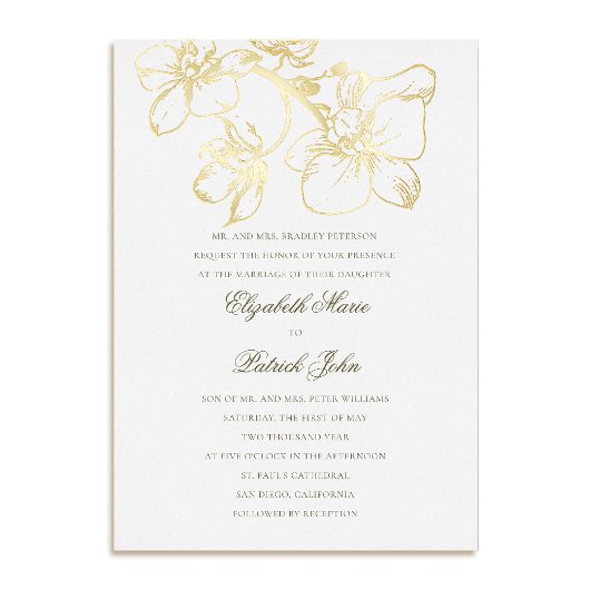 オーキッドフォーマルチャームクラシックヘイルームホワイト結婚ズ 箔招待状