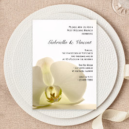 オーキッドフラワーオンホワイトポスト結婚ズブランチ 招待状