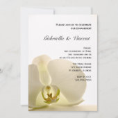 オーキッドフラワーオンホワイト婚約パーティ 招待状 (正面)