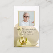 オーキッドフラワーオンホワイト葬儀記念祈りの言葉 名刺 (正面)