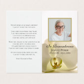 オーキッドフラワーオンホワイト葬儀記念祈りの言葉 名刺 (外部フラット)