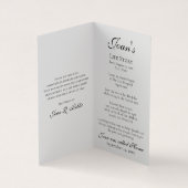 オーキッドフラワーオンホワイト葬儀記念祈りの言葉 名刺 (内部)