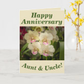 オーキッドフラワーズアンニバシャーカードフォー叔母&アンクル カード (黄色い花)