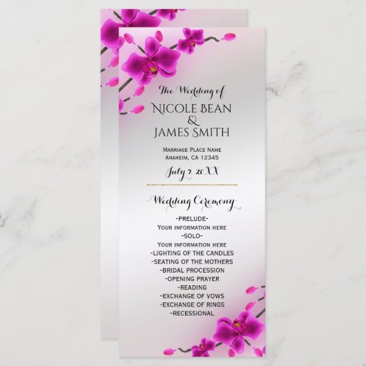 オーキッドフラワーズエレガントフローラ結婚式 プログラム (正面/裏面)