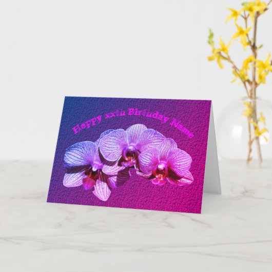 オーキッドフラワーズパーソナライズされた誕生日  カード (黄色い花)