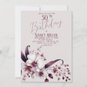 オーキッドフラワーズ50誕生日招待状 招待状 (正面)