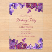 オーキッドフラワーバースデーパーティー アクリル招待状 (正面)