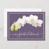 オーキッドフラワーパープルバックグラウンドおめでとう ポストカード (正面/裏面)