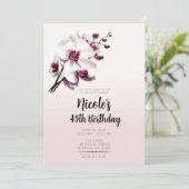 オーキッドフラワーピンク&ホワイトバースデーパーティー 招待状 (スタンド正面)