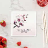 オーキッドフラワーピンク&ホワイト結婚ズ スタンダードカクテルナプキン (インサイチュ)