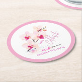 オーキッドフラワーフラワーズ60誕生日コースター ラウンドペーパーコースター (アングル)