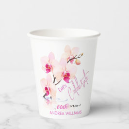 オーキッドフラワーフラワーズ60誕生日紙カップ 紙コップ