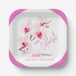 オーキッドフラワーフラワーズ60誕生日紙プレート ペーパープレート