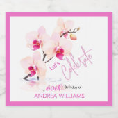 オーキッドフラワーフラワーズ60誕生日 スパークリングワインラベル (シングルラベル)