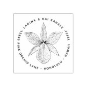 オーキッドフラワー差出人住所ハワイ植物学 ラバースタンプ (インプリント)