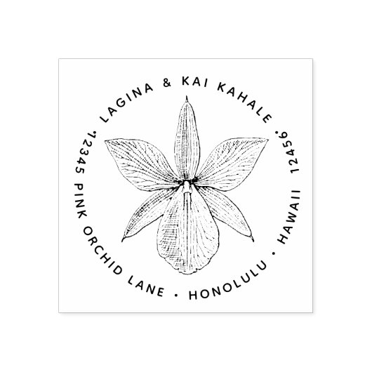 オーキッドフラワー差出人住所ハワイ植物学 ラバースタンプ (インプリント)