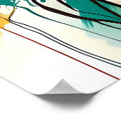 オーキッドフラワー抽象芸術アートフローラブカラフルライト ポスター (角)