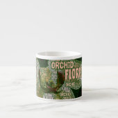 オーキッドフローラの花バーガンディのワードクラウド エスプレッソカップ (正面)