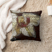 オーキッドフローラの花バーガンディのワードクラウド クッション (ブランケット)