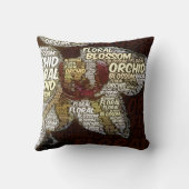 オーキッドフローラの花バーガンディのワードクラウド クッション (裏面)