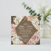 オーキッドフローラパンパスパームリーフフリー素朴ジウッド 招待状 (スタンド正面)