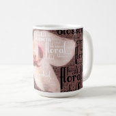 オーキッドフローラブロッサムタイポグラフィワードクラウド マグカップ (正面右)