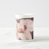 オーキッドフローラブロッサムワードクラウド ボーンチャイナマグカップ (正面)